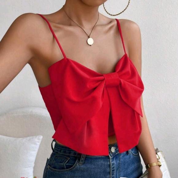 Big Bow Front Shirred Back Cami Top - Picture 6 of 6